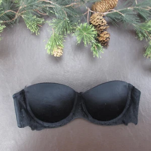 Wonderbra Bra 32B Black Strapless Padded Underwire Adjustable Clasp - Picture 1 of 8