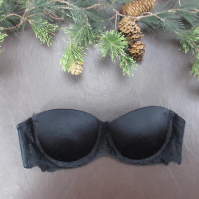 Sujetador Wonderbra 32B negro sin tirantes acolchado con aros cierre ajustable Foto 1 de 4