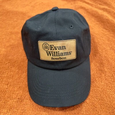 Evan Williams 波旁帽皮革补丁广告帽脚本带背面黑色 — 第 1/4 张图片