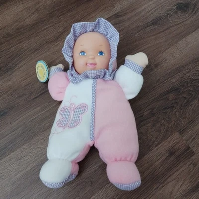Goldberger Fuzzy Fleece Baby Plush Doll Butterfly Pink White Purple Soft Vintage - Image 1 of 3