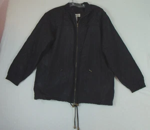 Vintage Lavon Silk Jacket Women's Small Solid Black Full Zip Pockets Lined - Picture 1 of 7