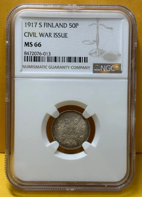 1917 S Finland 50 Pennia Civil War Issue NGC MS66 - Image 1 of 4