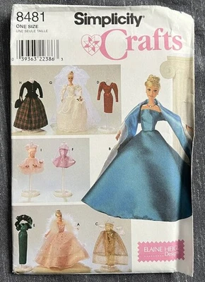 Simplicity Sewing Pattern 8481 Clothes for 11-1/2" Fashion DOLL Barbie Size - Image 1 of 2