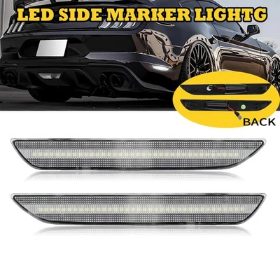 For 2015-2020 Ford Mustang Clear White LED Rear Side Marker Signal Lamps Lights Foto 1 de 4