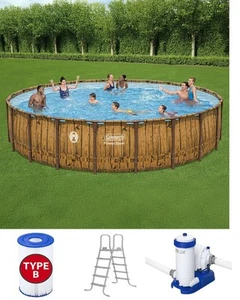 Above Ground Pool Set Metal Frame Power Steel Round 22' X 52" - Picture 1 of 16