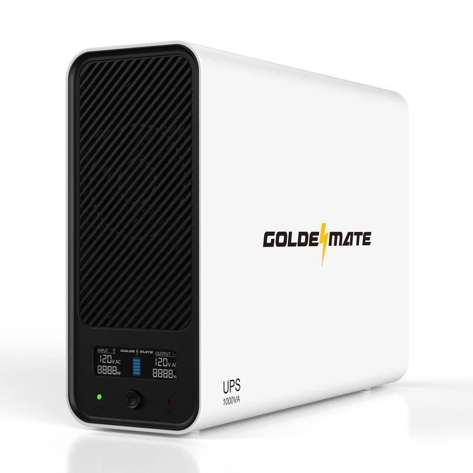 UPS de respaldo de batería Goldenmate 1000VA 600W LiFePO4, protección contra sobretensiones de onda sinusoidal pura Foto 1 de 4