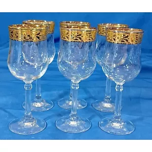 Cristalleria Fratelli Rauchkristall Weingläser Regina Stickerei Gold 24K Goldband - Bild 1 von 10