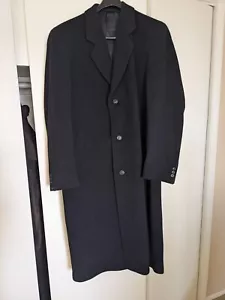 Men's Cashmere Blend Black Long Coat XL - Picture 1 of 3