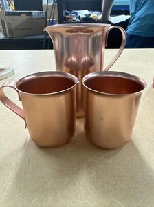 MCM Copper Craft Aluminum 3 Pc. Mini 4.75” Pitcher Cream & Sugar Set - Picture 1 of 3