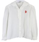 SANDRO Lexa Shirt Women's XS Linen Blend Button Up Logo Embroidered Ruffled