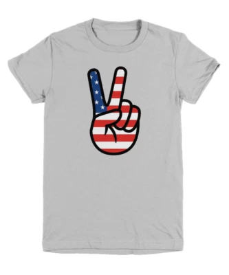 Camiseta American Flag Peace Sign Fingers niños jóvenes | Camiseta patriótica de Estados Unidos Foto 1 de 4