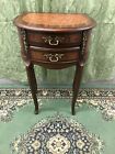 2 Drawes Side Table With Inlaid Placages (veneer) & Stylish Brass Trims