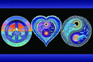 Peace Love & Happiness - NEU nicht konlockiertes Schwarzlicht-Poster 36 x 24 - Bild 1 von 1