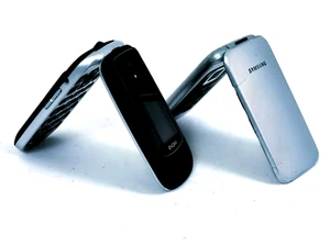 Vintage Cell Phones Flex/Flip 2x NGM+SAMSUNG Large Number Keyboards NGM Dual Sim - Picture 1 of 4