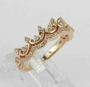 Women's Crown Shape Ring 2Ct Lab-Created Diamond Round 14k Rose Gold Plated - Picture 1 of 3