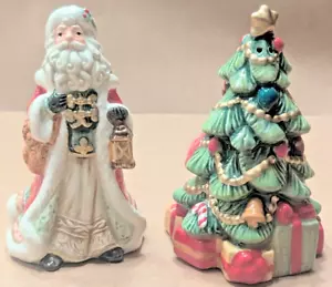 Fitz & Floyd Crimson Holiday Santa & Tree Salz und Pfefferstreuer Set mit Box - Bild 1 von 12