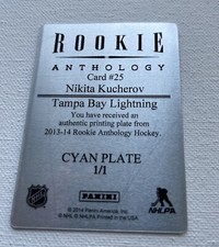 Nikita Kucherov - 2013 Panini Prizm Rookie Anthology Update RC CYAN PLATE 1 OF 1