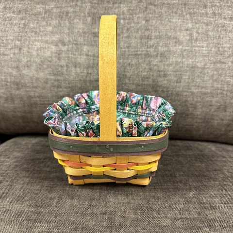 1998 Longaberger Small Stained Easter Basket w/ Protector Liner & Card MINT Cover