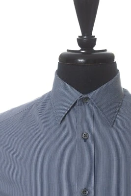 ZZegna Navy on Grey Striped Drop8 Fit Shirt 28516 - Imagem 1 de 4