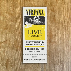 Boleto personalizable NIRVANA de los años 90 - Cualquier espectáculo, cualquier fecha réplica de boleto - Imagen 1 de 4