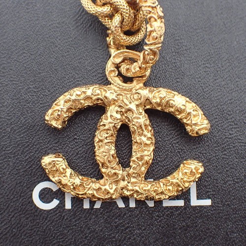 CHANEL CC Logo Catena Ciondolo Collana 93 A Oro Accessorio Vinatge 631RF325