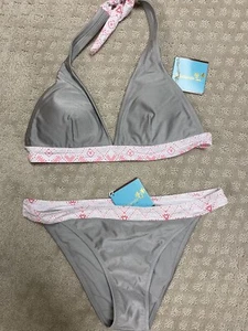 Bikini Set. Large. Solid Halter Top With Minimal Coverage Bottom. Orig $98 Each - Picture 1 of 3