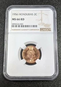 1956 MS66 RD Honduras 2 Centavos NGC KM 78 UNC only 2 graded higher - Picture 1 of 2
