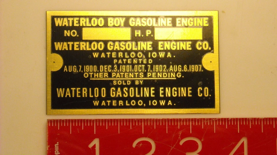 Waterloo Boy engine Reproduction Nameplate