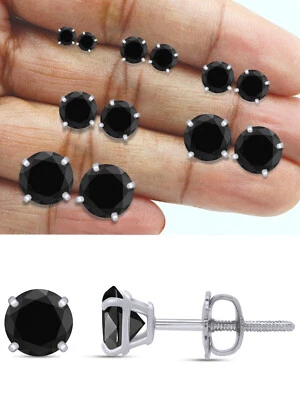 Aretes de moissanita negros atornillados de plata 925 real 3-8 mm probador de paso Foto 1 de 4