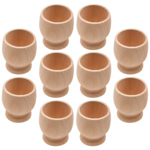 10 Pcs Small Wooden Cup Child Egg Cups Craft Display Stand Solid - Picture 1 of 12