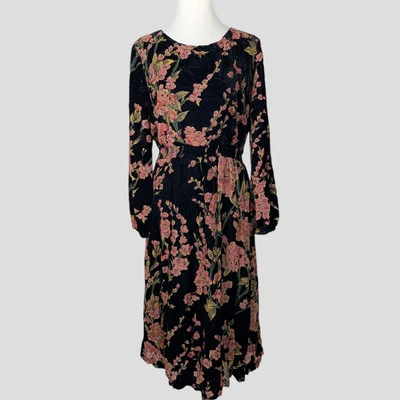 COLDWATER CREEK цветочный со сборками выгорания бархата макси платье размер 10 - Изображение 1 из 4