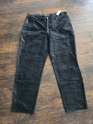 Pantalones de mezclilla rectos vintage Guess para hombre 42 x 32 negros de piel de cocodrilo en relieve Foto 1 de 4