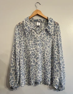 Cabi 6297 Pounce Blouse Sheer  Long sleeve Print Top Shirt Style Size XL - Picture 1 of 4