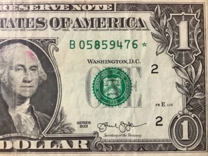 Duplikat 2013 B-New York Star Note ☆ B 09793007 ☆ fwA146 Fehler One Dollar Schein - Bild 1 von 8