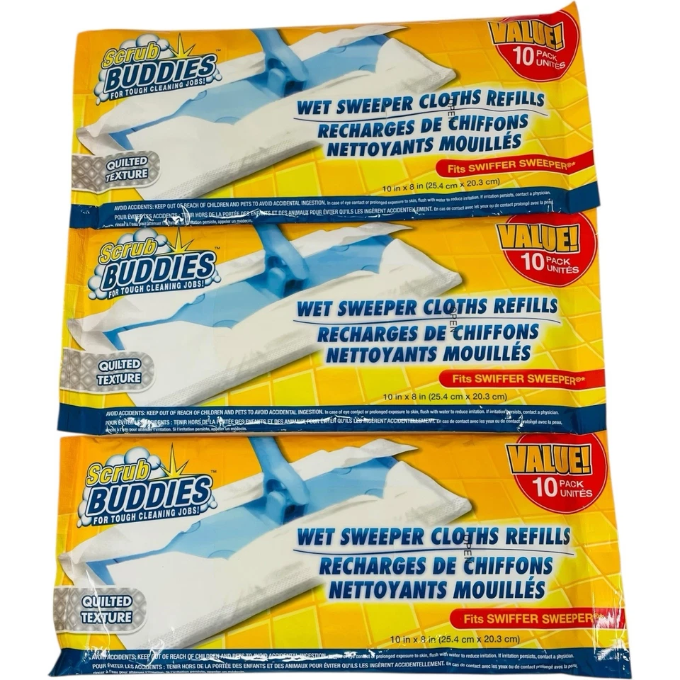 Scrub Buddies Wet Sweeper Cloth Refill Pack of 10 Lot of 3 New - Image 1 of 1