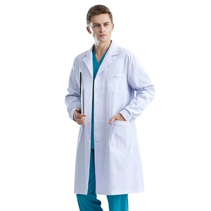 Men WorkwearHospital Clinical Pharmacist  Uniform Long Sleeve White Lab Coat Lap - Picture 1 of 7