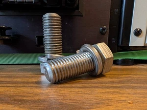 Two 1-inch Diameter 2.5" Long Stainless Hex Bolts - Picture 1 of 4