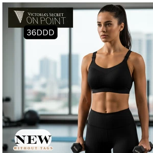 Neu ohne Etikett Victoria's Secret On Point Incredible 32DDD schwarzer Sport-BH mit hohem Halt - Bild 1 von 11