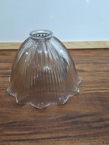 Vtg Victorian Art Deco HOLOPHANE E-100 Glass Lamp Shade Ruffled Ribbed - Picture 1 of 9