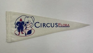 RARE Unique CIRCUS FLORA PENNANT Banner Flag ~ elephant clowns St Louis VINTAGE - Picture 1 of 6