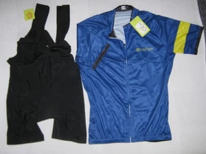 Moxilyn Radtrikot durchgehender Reißverschluss Gesäßtasche gepolsterte Trägerhose blau gelb Herren XL - Bild 1 von 7