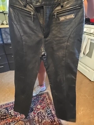 Pantalones de cuero para mujer Harley Davidson bordados forrados negros talla 8-36 Foto 1 de 4