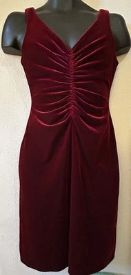 Vestido Liz Claiborne Rojo Elastizado Terciopelo Sin Mangas 4 Body Con Fiesta Foto 1 de 4