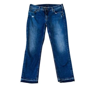 Silver Jeans Womens Size 14 Elyse Cropped Jeans 32x25 Med Wash Capri Slim Fit - Picture 1 of 13