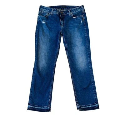Silver Jeans Womens Size 14 Elyse Cropped Jeans 32x25 Med Wash Capri Slim Fit - Image 1 of 4