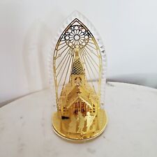 Vintage Christmas Decor Candle Holder Tealight Nativity Scene Gold Plated Brass