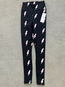SPIRITUAL GANGSTER Sz XS Women Essential HW Leggings - Black/Pink Bolts ~ NWT - Picture 1 of 10
