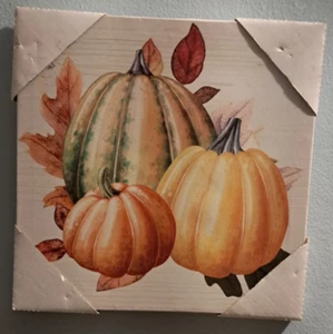 COLGADOR DE PARED DECORACIÓN COSECHA OBJETIVO LONA CALABAZAS 10" X 10" UG3 - Imagen 1 de 1