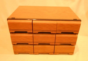 Lot Of 3 Vintage Faux Wood 42 Cassette Tape Holder 3 Drawer Storage Cases 126 - Picture 1 of 2