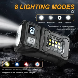 LED COB Keychain Taschenlampe EDC Outdoor Arbeit Taschenlampe Wiederaufladbar - Picture 1 of 20